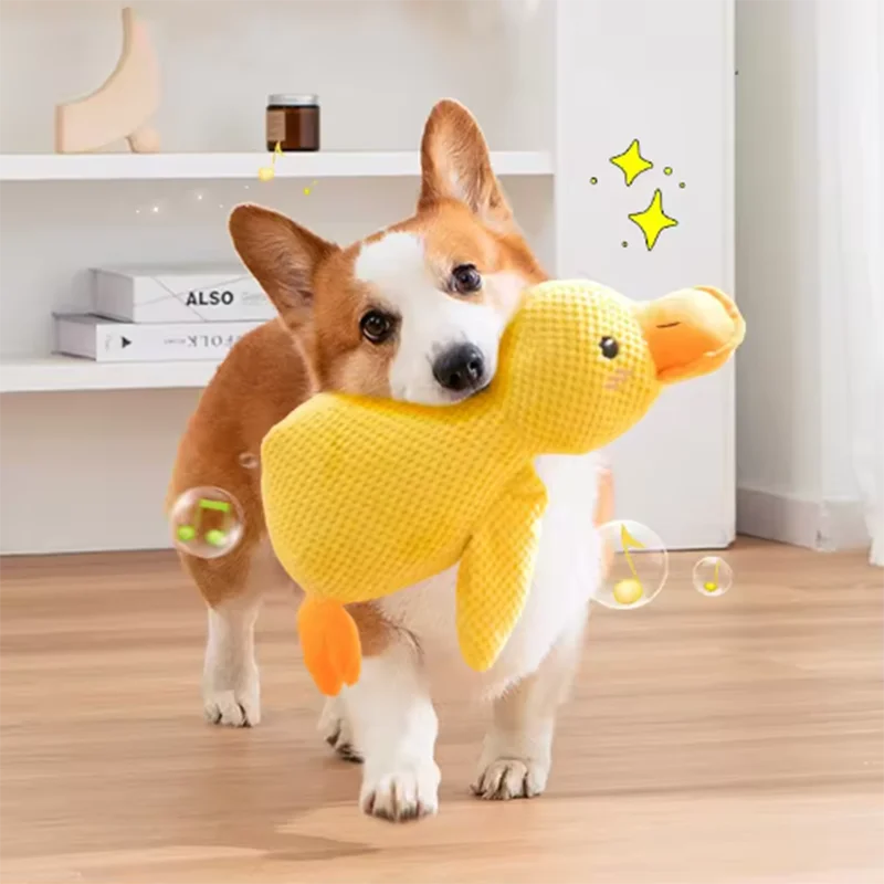 Yellow Duck Plush Dog Toy – Comfort & Play